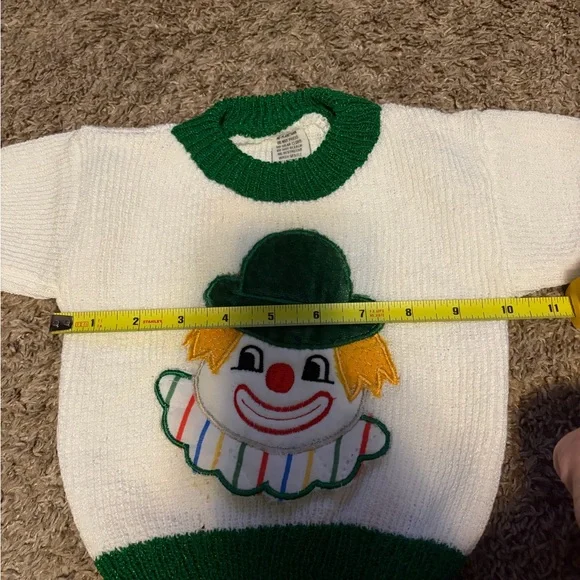 Vintage Knit Clown Infant Green & White 2 Piece Outfit - Picture 6 of 7